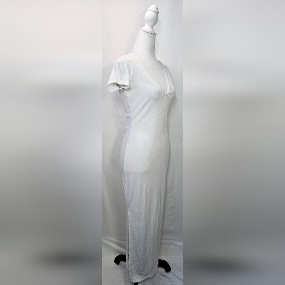 Medium White Ribbed Maxi Dress - Picture 2 of 4